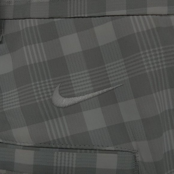 Nike Golf Shorts Mens‎ 38 White Gray Check Plaid White Swoosh Dri-Fit - Picture 8 of 11